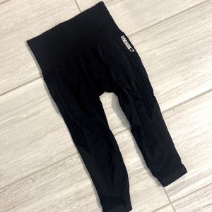 Gymshark Tummy Control mid calf leggings with mesh side, size S, color -Black